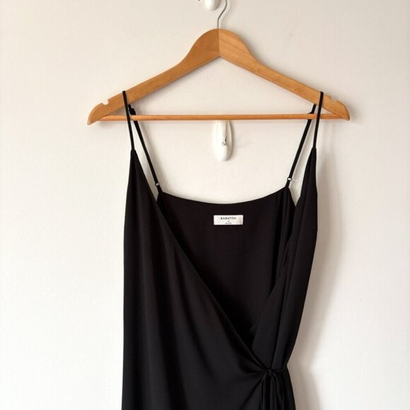 Aritzia Babaton Neval Wrap Midi Dress NWT Black Size Medium - Picture 3 of 8